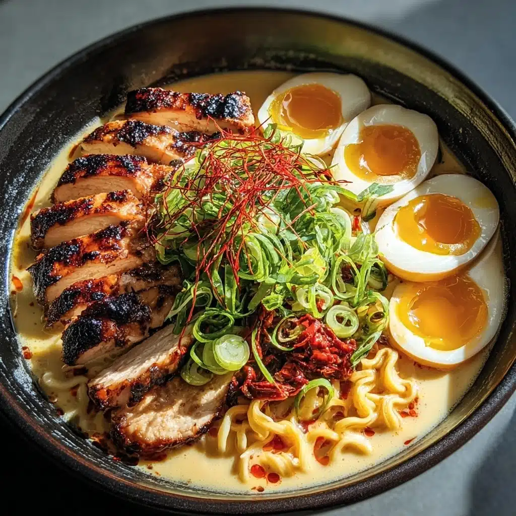 Spicy Fiery Chicken Ramen with Creamy Garlic Sauce Recipe - Recipe Image