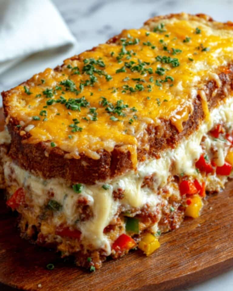 Philly Cheesesteak Stuffed Meatloaf Recipe