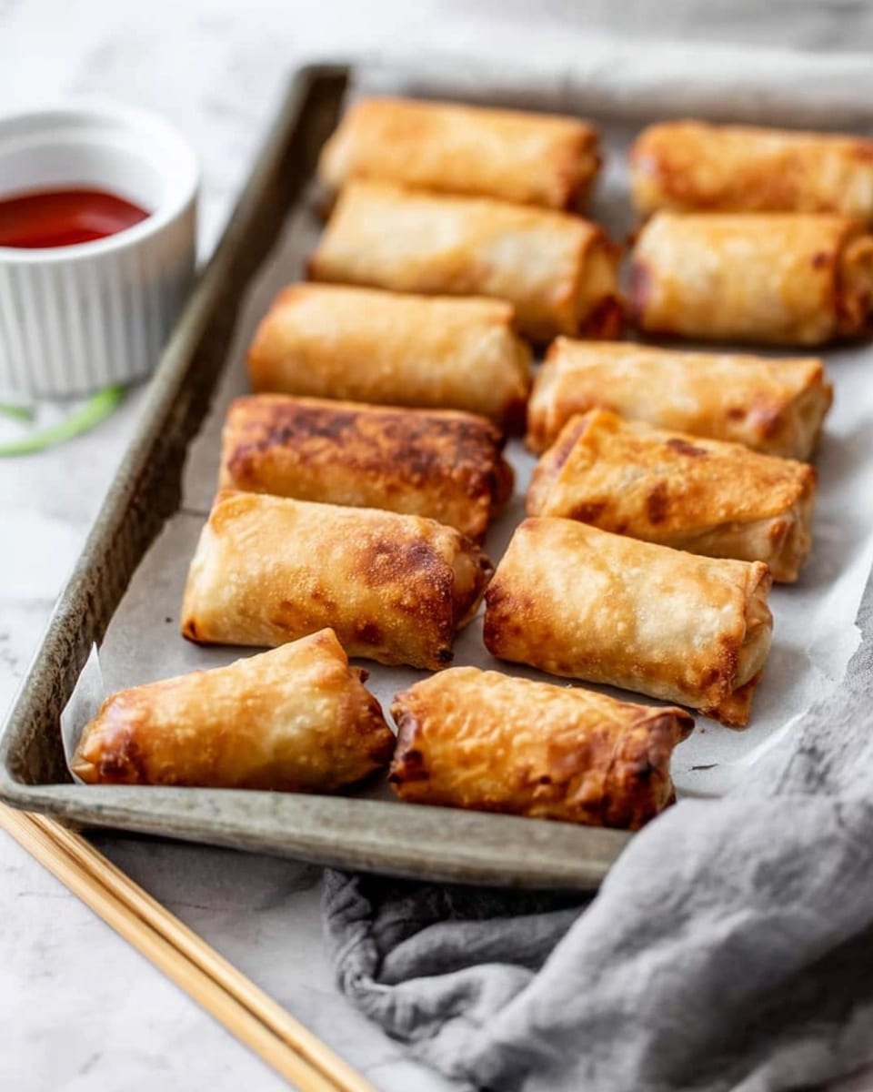 The image shows six golden-brown egg rolls resting on a metal cooling rack with thin grid lines, placed over a white marbled surface. Each egg roll has a slightly bubbly, crispy texture with small darker spots, and the ends are tightly sealed with the wrapper slightly folded. The rolls are arranged loosely with a soft focus on the ones further back, showing a warm and crispy finish. photo taken with an iphone --ar 4:5 --v 7