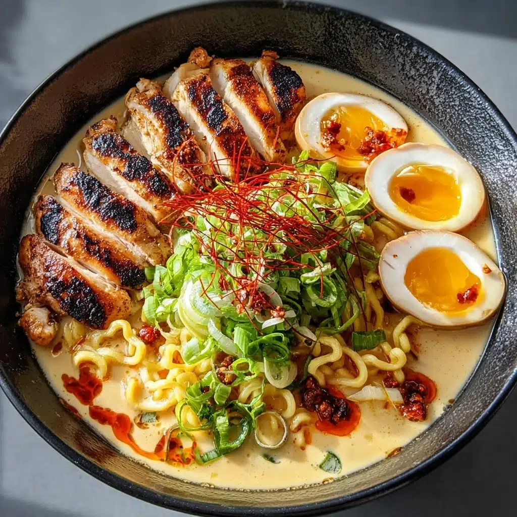 Spicy Fiery Chicken Ramen with Creamy Garlic Sauce Recipe - Recipe Image