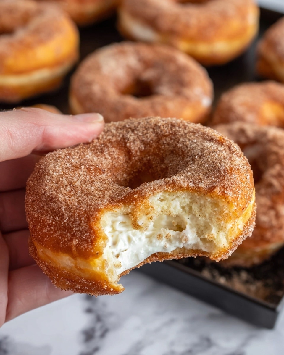 A close-up of a pile of donuts shows two types: cinnamon sugar coated and glazed. The cinnamon sugar donuts have a rough, grainy texture with a warm brown color, covering the entire top layer and visible sides. The glazed donuts have a smooth, shiny white glaze with slight transparency, allowing the light golden color of the donut underneath to show through. They are stacked together on a white marbled surface, with some donuts touching and others slightly separated, showing their round shapes and holes in the middle. Photo taken with an iphone --ar 4:5 --v 7