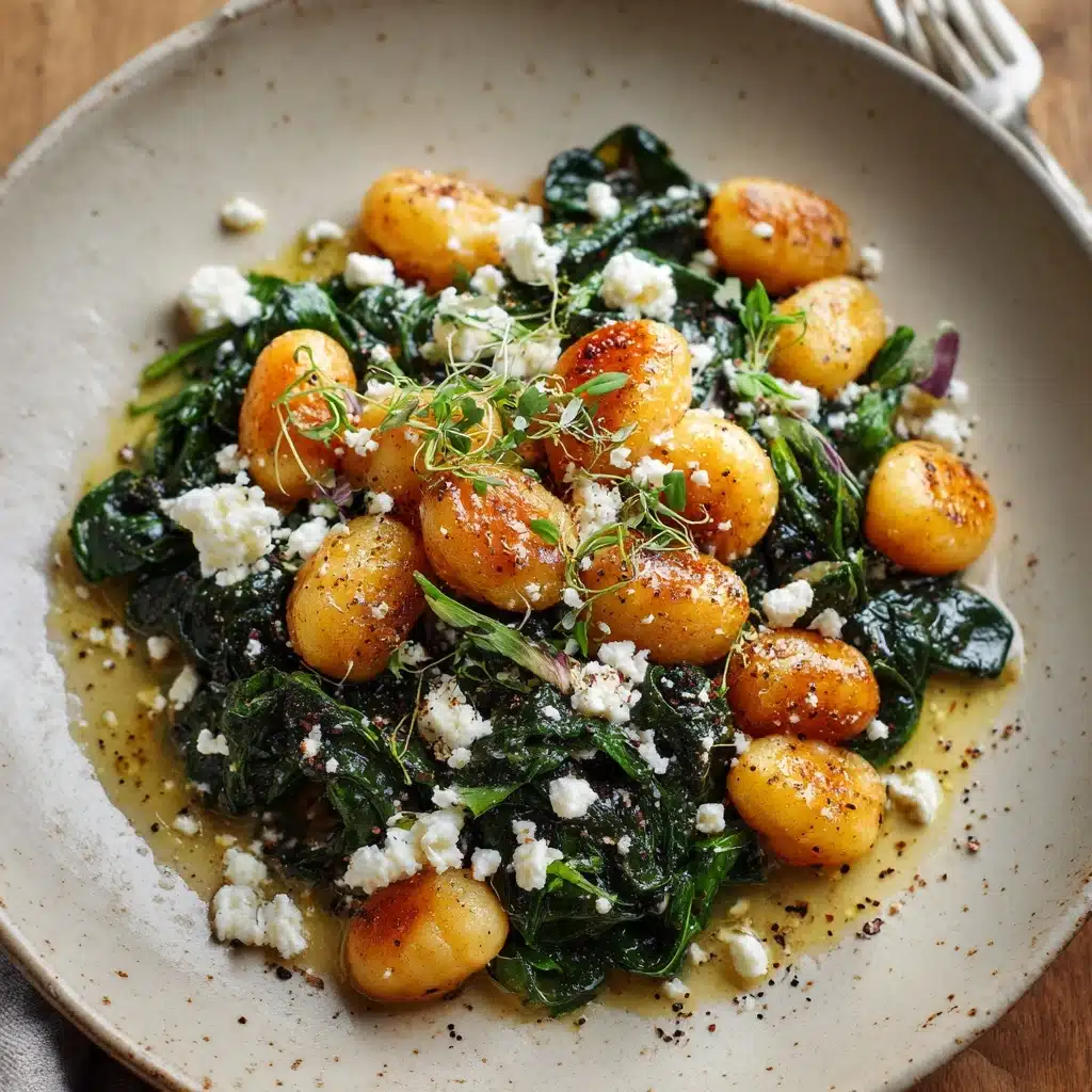 Crispy Gnocchi With Spinach And Feta Recipe - Recipe Image