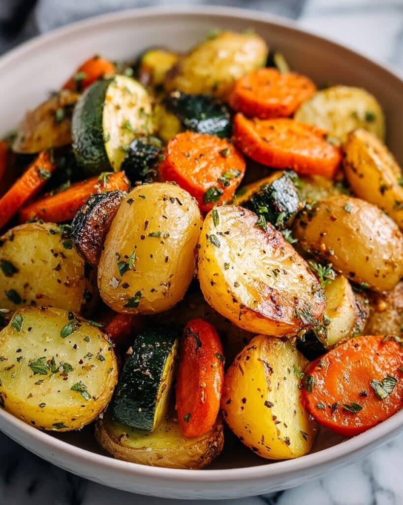 Garlic Herb Roasted Potatoes, Carrots, and Zucchini Recipe