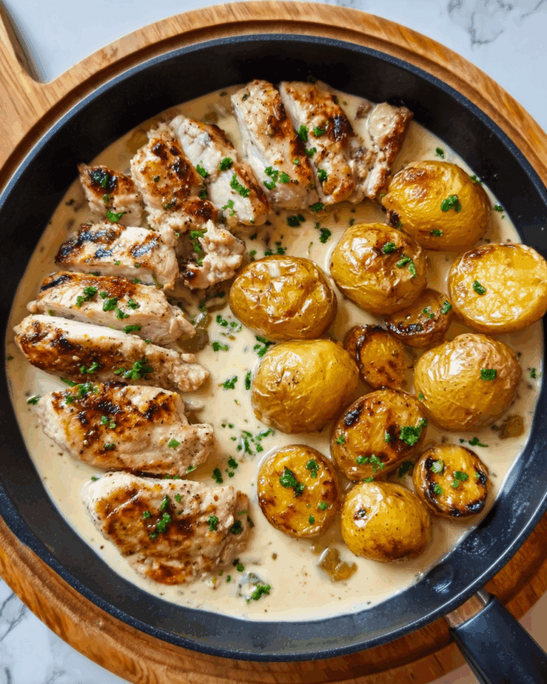 Creamy Garlic Chicken with Roasted Baby Potatoes Recipe