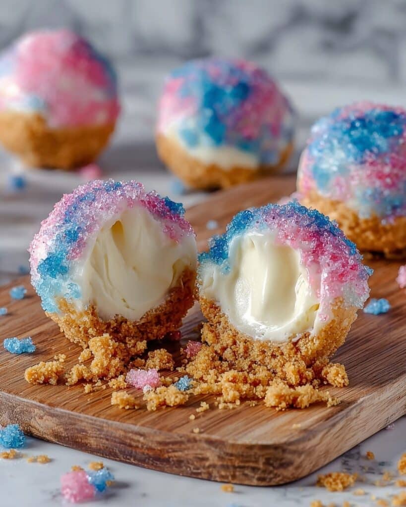 Crispy Cotton Candy Cheesecake Bombs Recipe