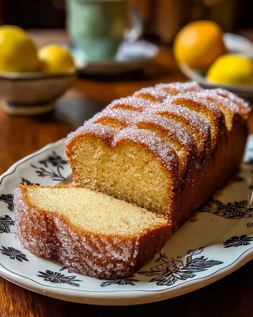 A golden-brown cake with a soft, bumpy texture on top sits on a white plate with a dark floral pattern around the edge, resting on a white marbled surface. The cake has multiple rounded sections forming neat rows, each with a slightly crisp, caramelized edge dusted lightly with powdered sugar. The lighting softly highlights the moist, tender crumb inside while the outside is darker and textured, creating a warm and inviting look. In the background, blurred red apples and green plants can be seen, adding a cozy home setting. Photo taken with an iphone --ar 4:5 --v 7
