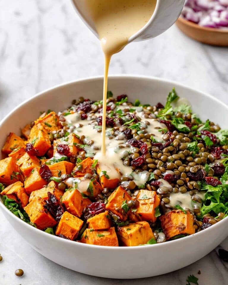 Sweet Potato Salad with Lentils, Cranberries, and Maple Mustard Tahini Dressing Recipe
