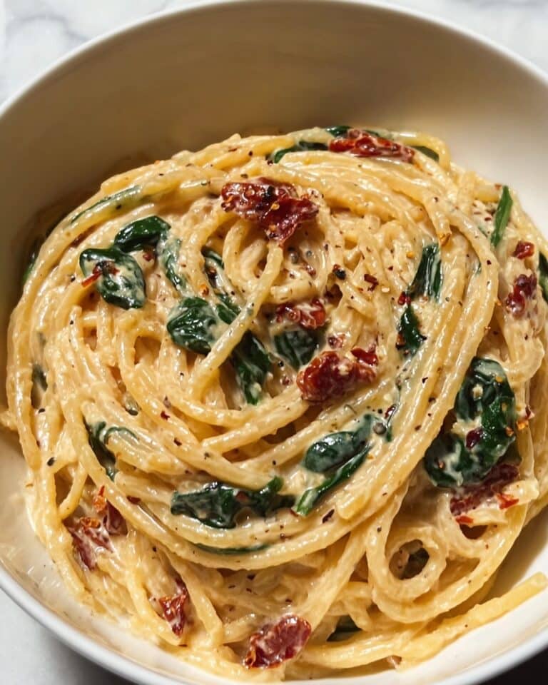 Spaghetti & Spinach with Sun-Dried Tomato Cream Sauce Recipe
