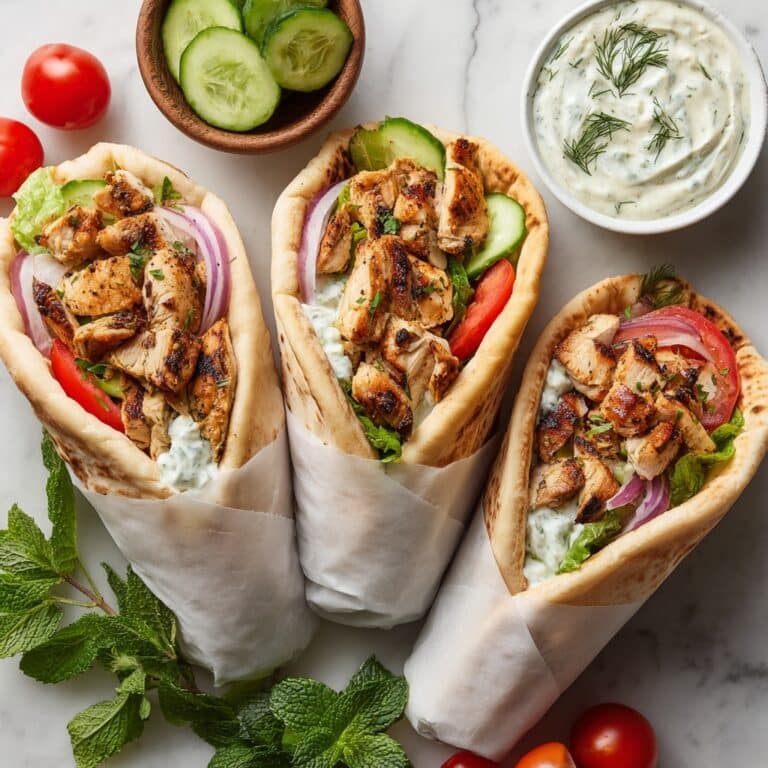 Easy Chicken Shawarma with Tzatziki and Fresh Veggies Recipe