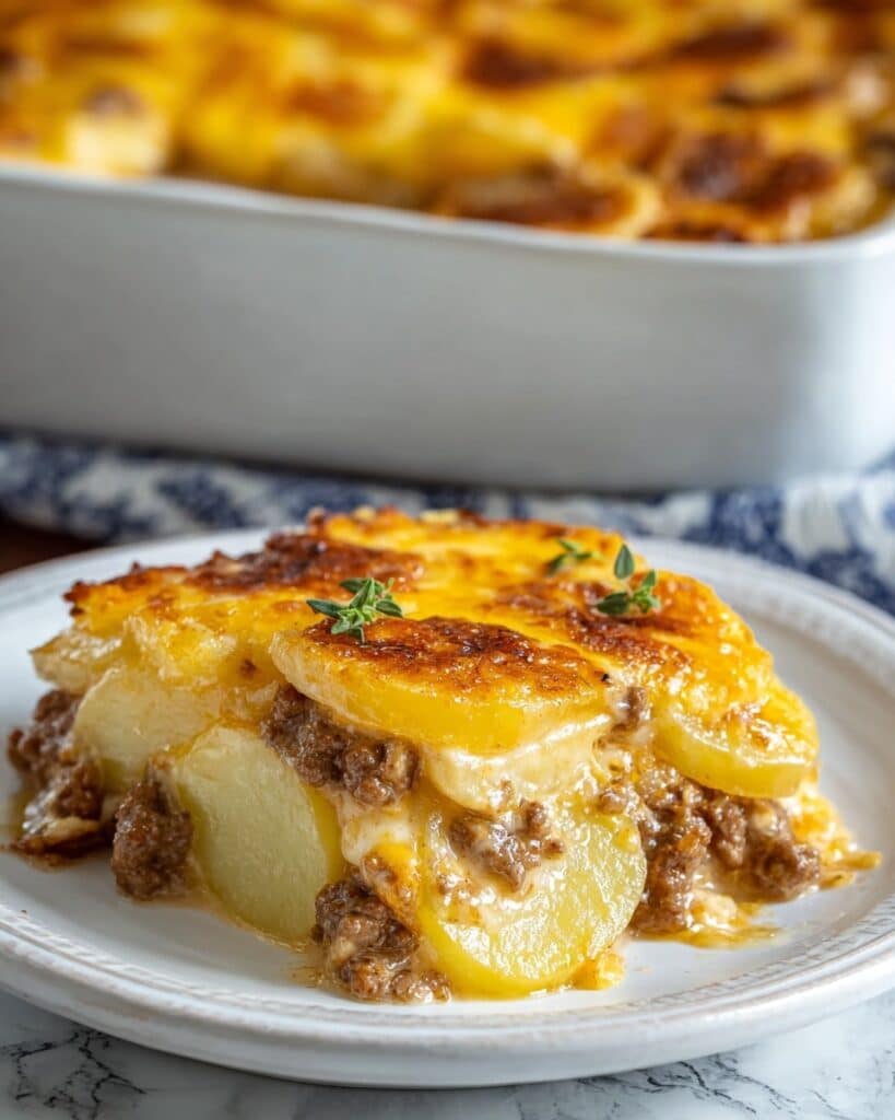Cheesy Hamburger Potato Casserole Recipe