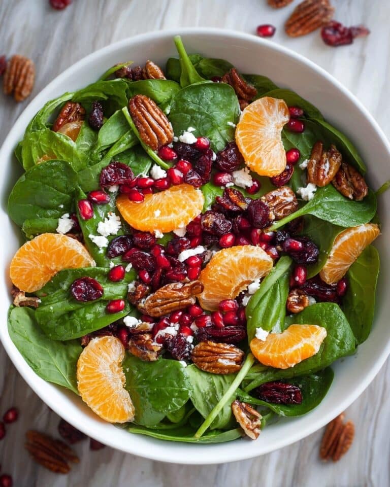 Christmas Spinach Salad with Pecan, Cranberry, and Mandarin Orange Recipe