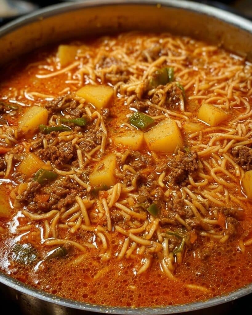 Sopa de Fideo with Ground Beef and Potatoes Recipe