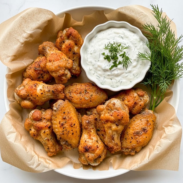 Extra Crispy Baked Chicken Wings with Creamy Ranch Dipping Sauce Recipe
