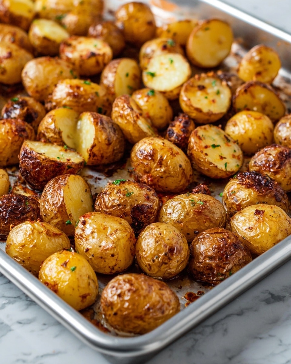 A close-up view of a white bowl filled with small roasted potatoes, showing about two layers tightly packed. The potatoes vary in color from golden yellow to deep brown, with crispy, slightly wrinkled skins and visible charred spots. Some potatoes have a light sprinkle of herbs and seasonings, giving a textured and slightly oily surface. The bowl is placed on a white marbled surface partially covered by a blue and white checkered cloth. photo taken with an iphone --ar 4:5 --v 7