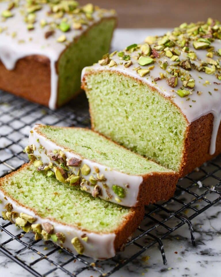Pistachio Cake Mix Bread with Almond Glaze Recipe