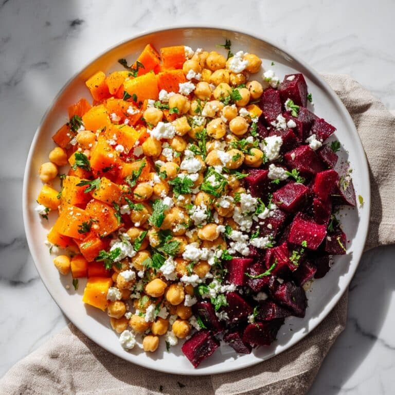 Chickpea, Beet & Feta Salad with Lemon-Garlic Vinaigrette Recipe