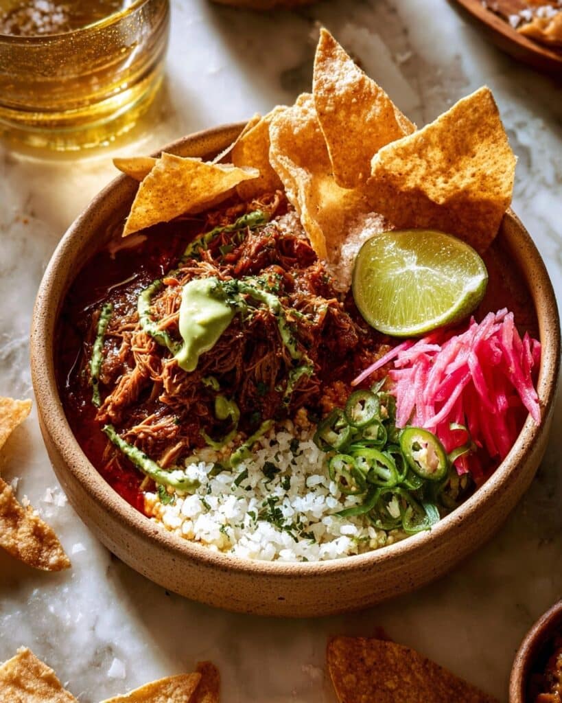 Crockpot Salsa Verde Chicken Tortilla Bowl Recipe