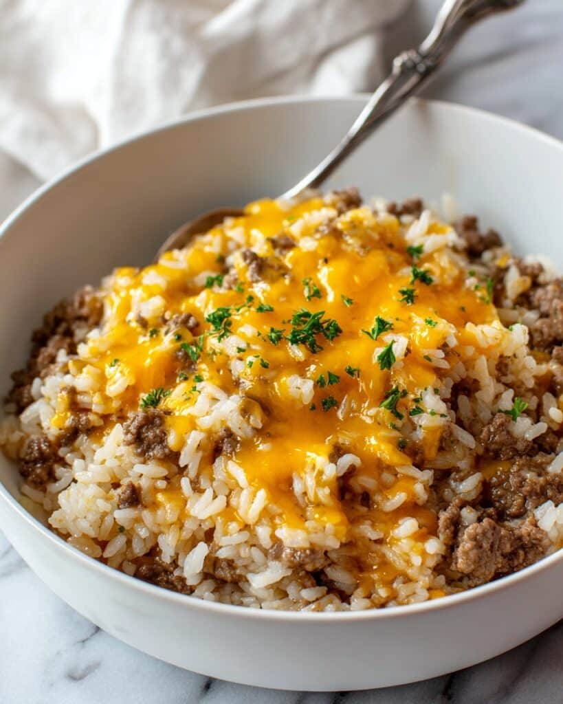 Cheesy Ground Beef and Rice Casserole Recipe