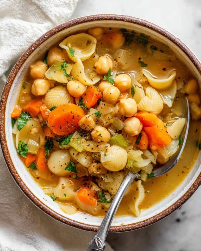 Vegan Chickpea Noodle Soup [Stove + Crockpot] Recipe