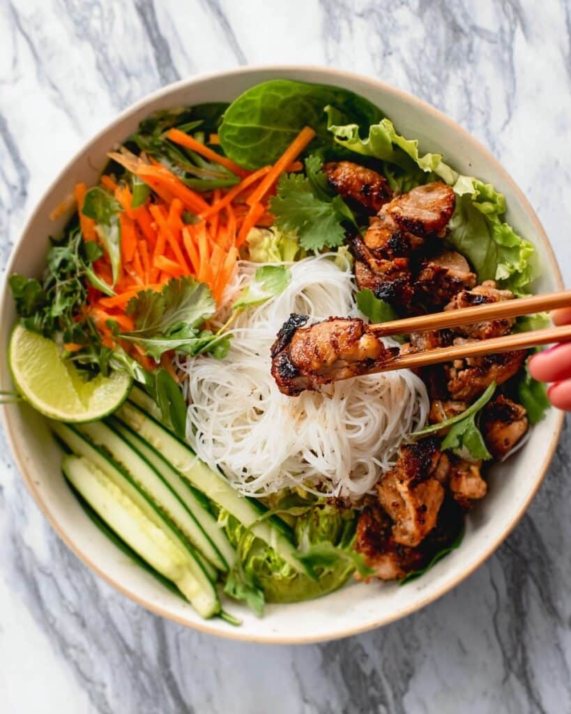 Vietnamese Noodle Bowl with Chicken Recipe