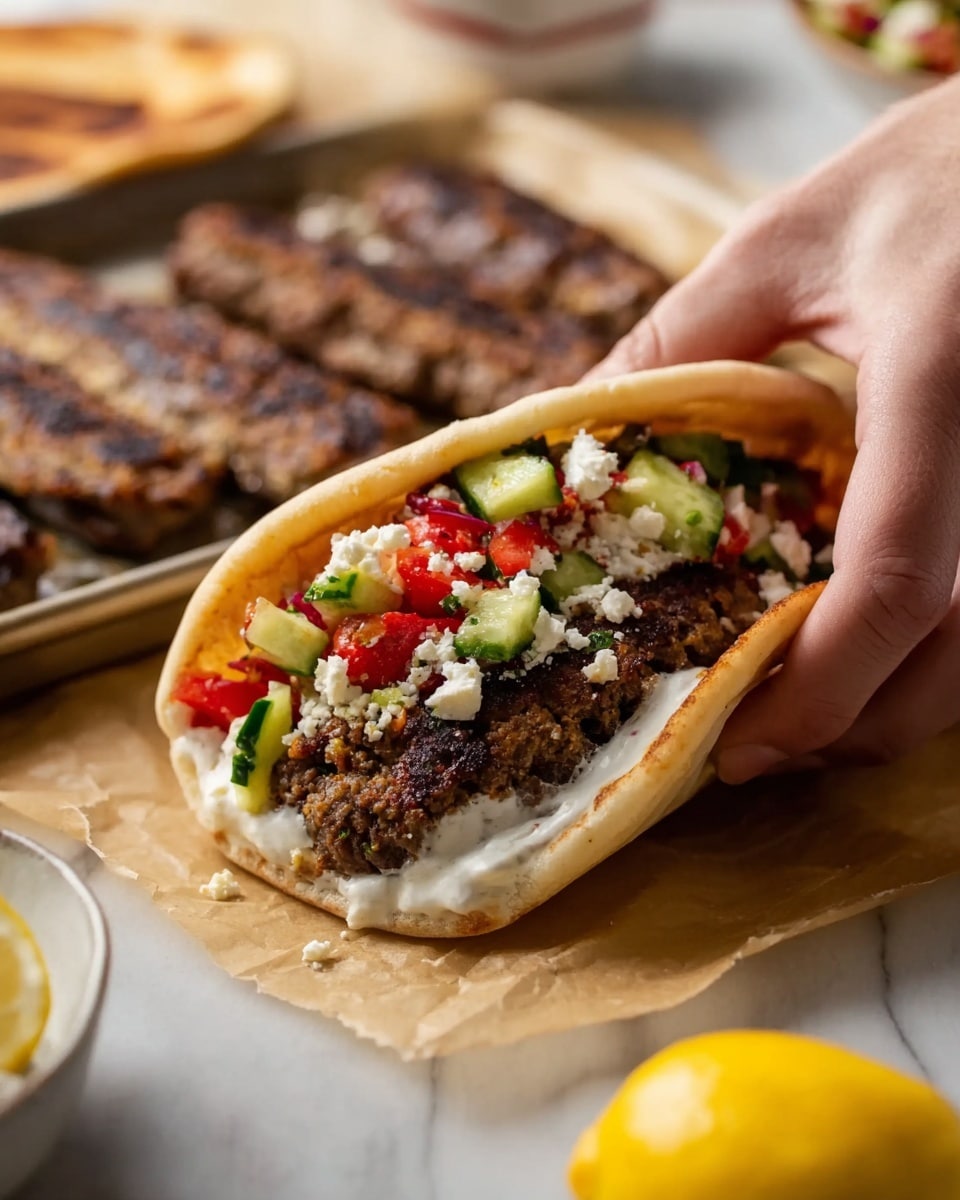 Oven-Baked Beef Kebab Recipe with Classic Greek Toppings Recipe