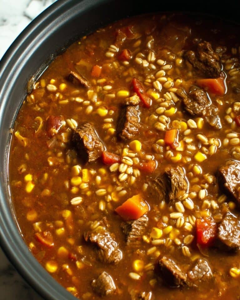 Homemade Slow Cooker Beef & Barley Soup Recipe