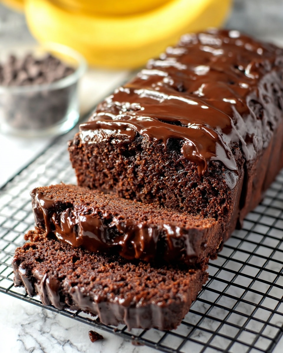 A thick slice of dark brown chocolate cake rests on a white marbled surface, showing its moist and crumbly texture in the bottom layer. Above it, a rich, glossy chocolate frosting layer spreads thickly with smooth swirls and soft peaks. On top, a dense cake layer with a rough and crumbly surface is covered by another smooth and shiny chocolate frosting layer, creating two main cake layers separated by frosting, with additional frosting thickly covering the top and sides. The close-up shot highlights the soft, slightly rough texture of the cake layers contrasting with the creamy icing, with the whole dessert placed on a black cooling rack. Photo taken with an iphone --ar 4:5 --v 7
