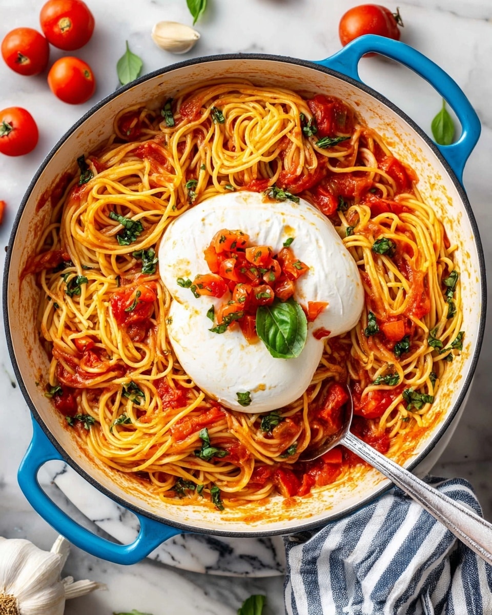 Cherry Tomato Pasta with Basil, Parmesan, and Burrata Recipe
