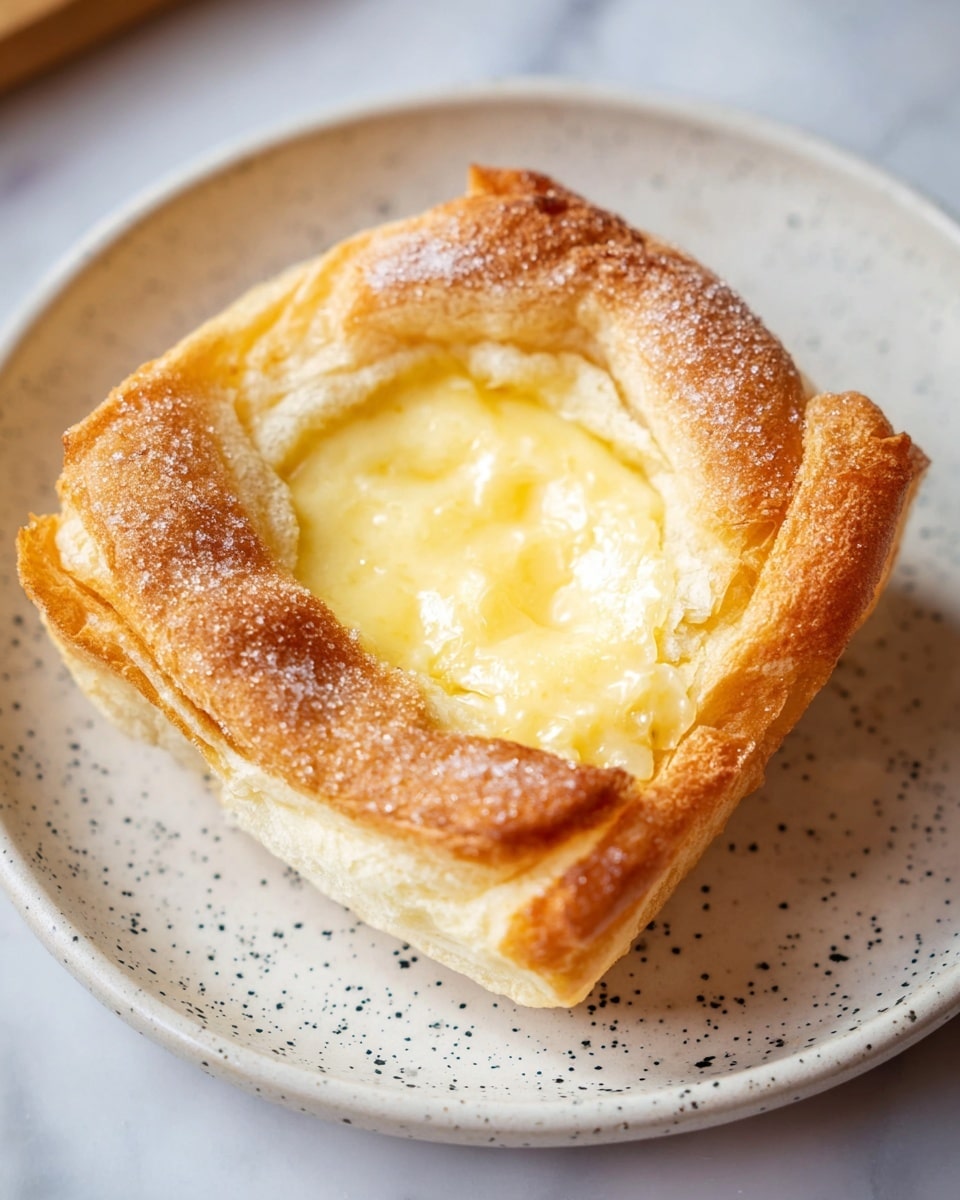 The image shows a close-up of several soft, golden-brown rolls baked close together. Each roll has a square shape with rounded edges and is filled in the center with a creamy, pale yellow filling that looks smooth and custard-like. Around the filling, there is a sprinkle of white sugar crystals. The surface of the rolls has a soft and slightly cracked texture with a light golden color, showing they are baked just right. photo taken with an iphone --ar 4:5 --v 7