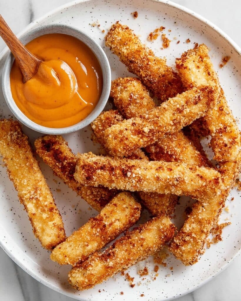 Crispy Breaded Tofu Strips with BBQ Dip Recipe