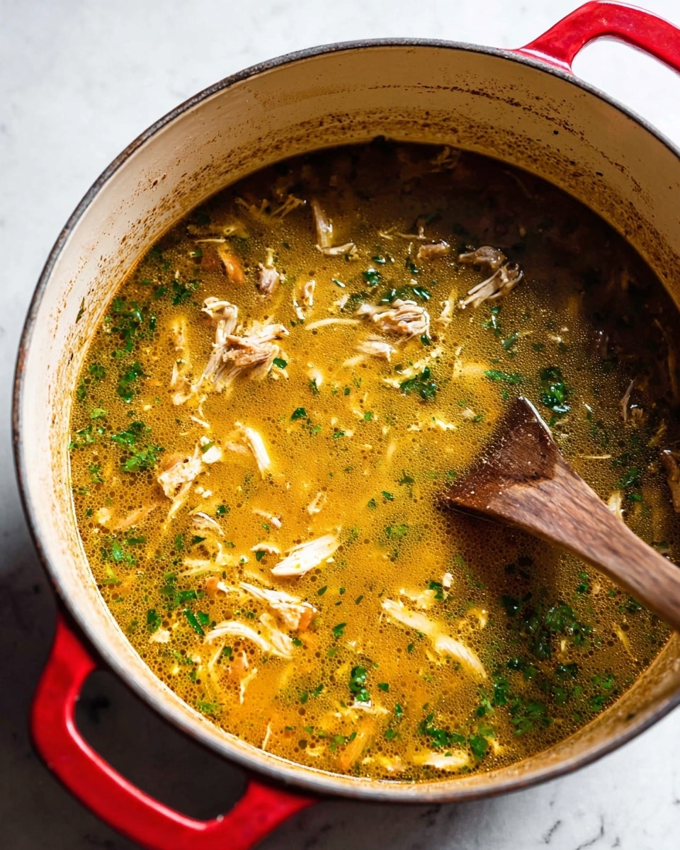 A white bowl filled with a thick yellow-brown soup that has visible green herbs mixed throughout, topped in the center with a pile of dark brown caramelized onions and scattered fresh dill sprigs. The soup contains shredded white pieces of chicken and leafy green herbs floating on the surface. A silver spoon rests inside the bowl on the left side. The bowl sits on a white marbled surface with a white cloth partially visible on the right side, and part of another white bowl filled with the same soup is visible in the top right corner. photo taken with an iphone --ar 4:5 --v 7