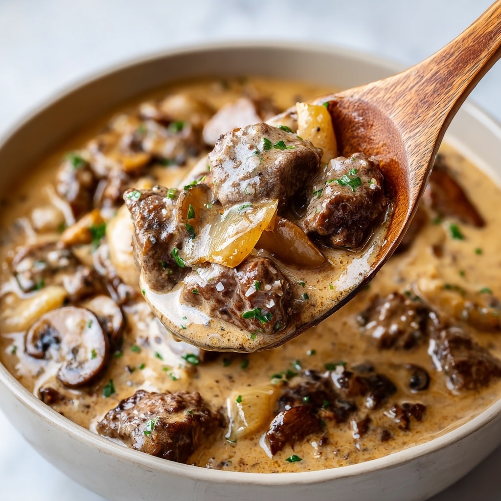 Irresistible Slow Cooker Beef Tips with Mushrooms & Creamy Gravy Recipe