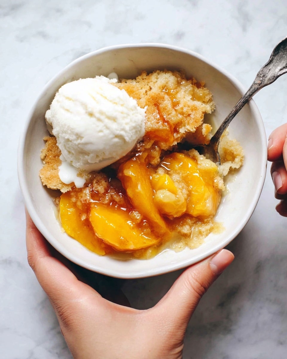 A white baking dish filled with one layer of sliced peaches that are golden yellow with red edges, scattered evenly and lightly sprinkled with white granulated sugar. The dish is placed on a white marbled surface, and the peach slices show varied textures from smooth skin to soft, juicy flesh. Photo taken with an iphone --ar 4:5 --v 7