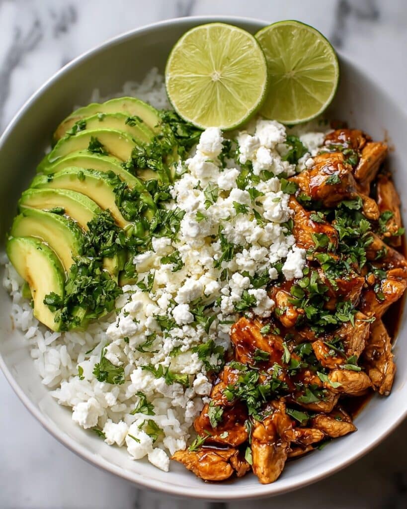 Honey Lime Chicken & Avocado Rice Bowl – High Protein Healthy Dinner Idea Recipe