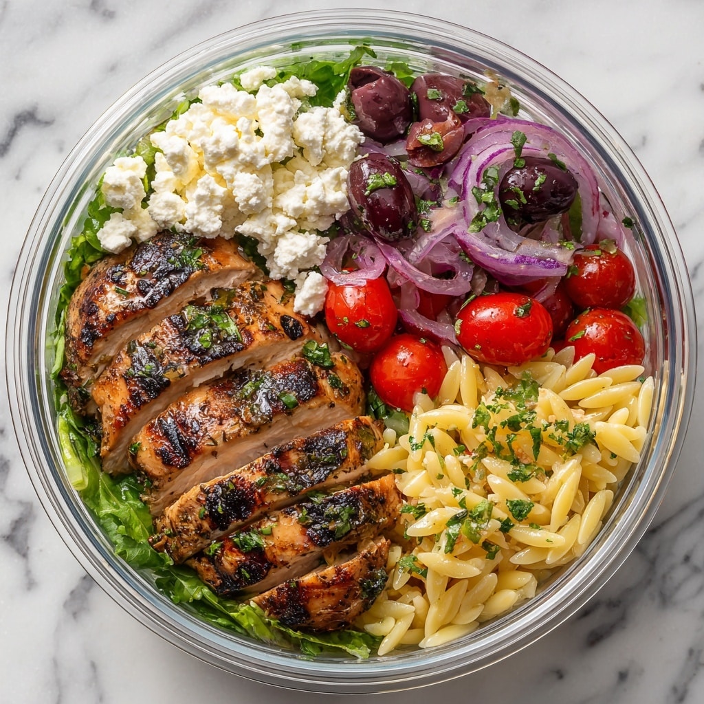 The image shows a white bowl filled with several colorful layers of food. In the bottom layer, there is a bed of light, fluffy couscous. On top of the couscous, starting from the left side, there is a portion of dark brown cooked ground meat. Next to it, there is a bright yellow shredded mixture that looks like cheese or scrambled eggs. Toward the top center, there are thin slices of bright purple-red onions. To the right of the onions, dark purple olives are seen. Below the olives, there are bright red cherry tomato slices. On the lower right side, there are light green cucumber pieces with a slight shine, showing freshness. In the very center on top of everything, a dollop of white creamy yogurt with small green herb bits covers part of the meat and vegetables. The whole dish sits on a smooth white marbled surface. Photo taken with an iphone --ar 4:5 --v 7