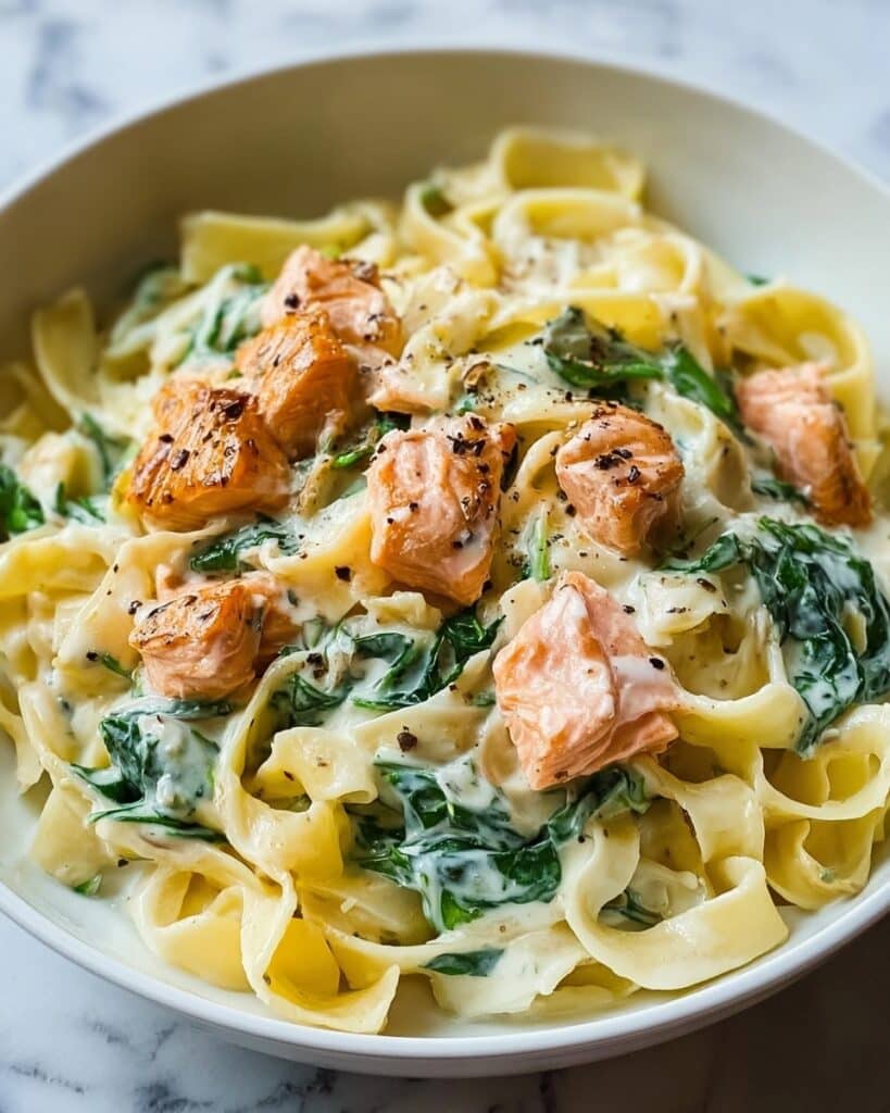 Creamy Salmon and Spinach Pasta Recipe