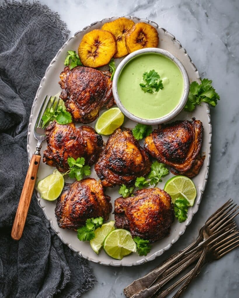 Pollo a la Brasa (Peruvian-Style Roasted Chicken) with Cilantro-Lime Jalapeño Sauce Recipe