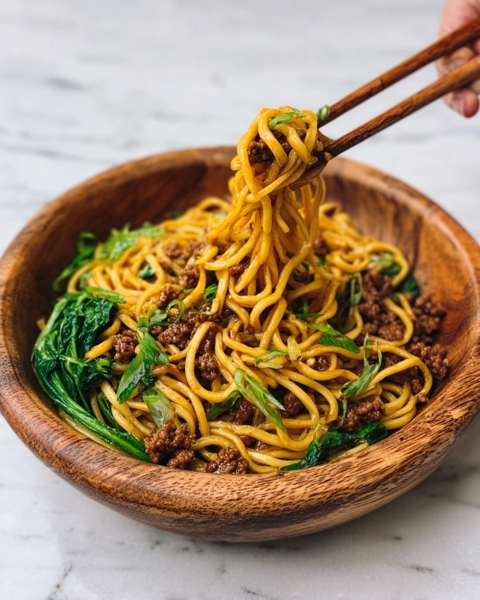Mongolian Ground Beef Noodles Recipe