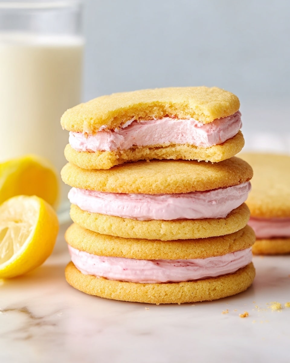 Lemon Sandwich Cookies with Strawberry Frosting Recipe